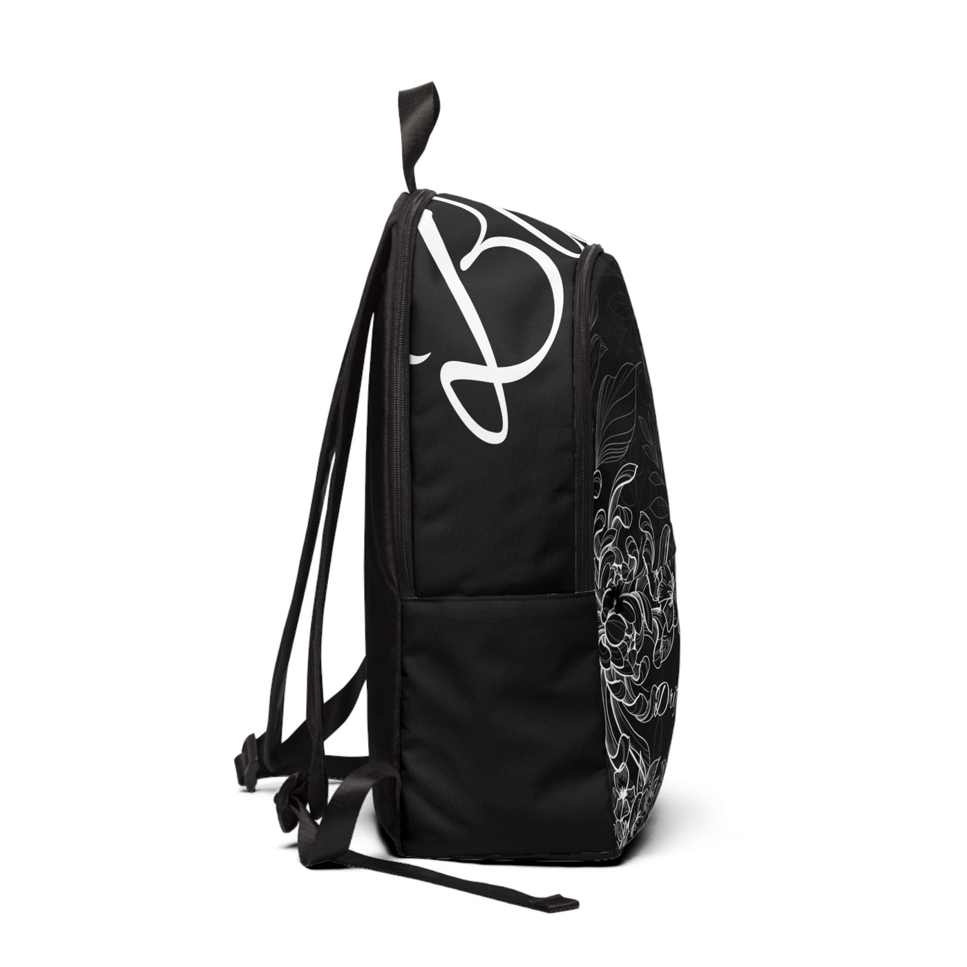 Floral Fabric Backpack, School Backpack, Black and White Backpack, Unisex Backpack, Pretty Backpack