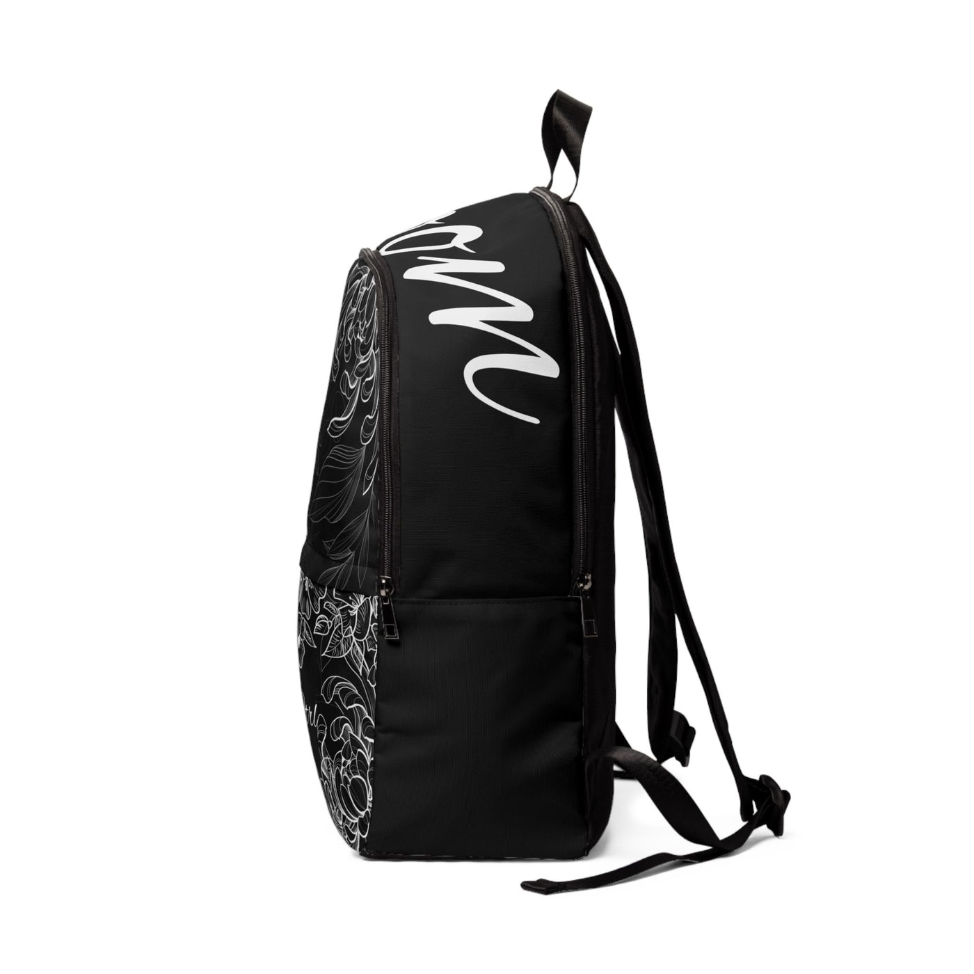 Floral Fabric Backpack, School Backpack, Black and White Backpack, Unisex Backpack, Pretty Backpack