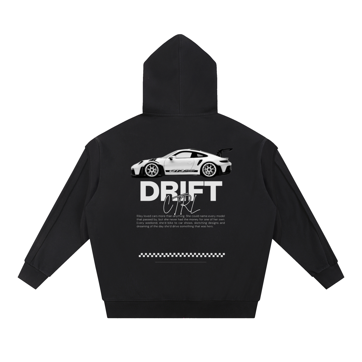 Contrast Tape Raw Edge Double Layered Zip Hoodie